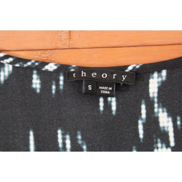 Theory Rikyo Tank Top S Ruffled Black Indigo‎ silk Peplum career lux artsy - Picture 5 of 9